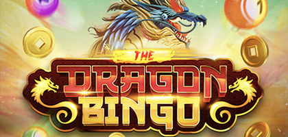 Colorful image of a mythical dragon overseeing a bingo board in the Dragon Bingo game.