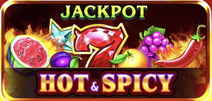 Fiery graphics showcasing chili peppers and flaming reels in the Hot and Spicy Jackpot slot game.