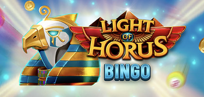 Elegant image of the Eye of Horus illuminating a bingo card in the Light of Horus Bingo game.