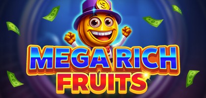 Luscious, juicy fruits with gold coins and gems representing rich winnings in the Mega Rich Fruits slot machine.